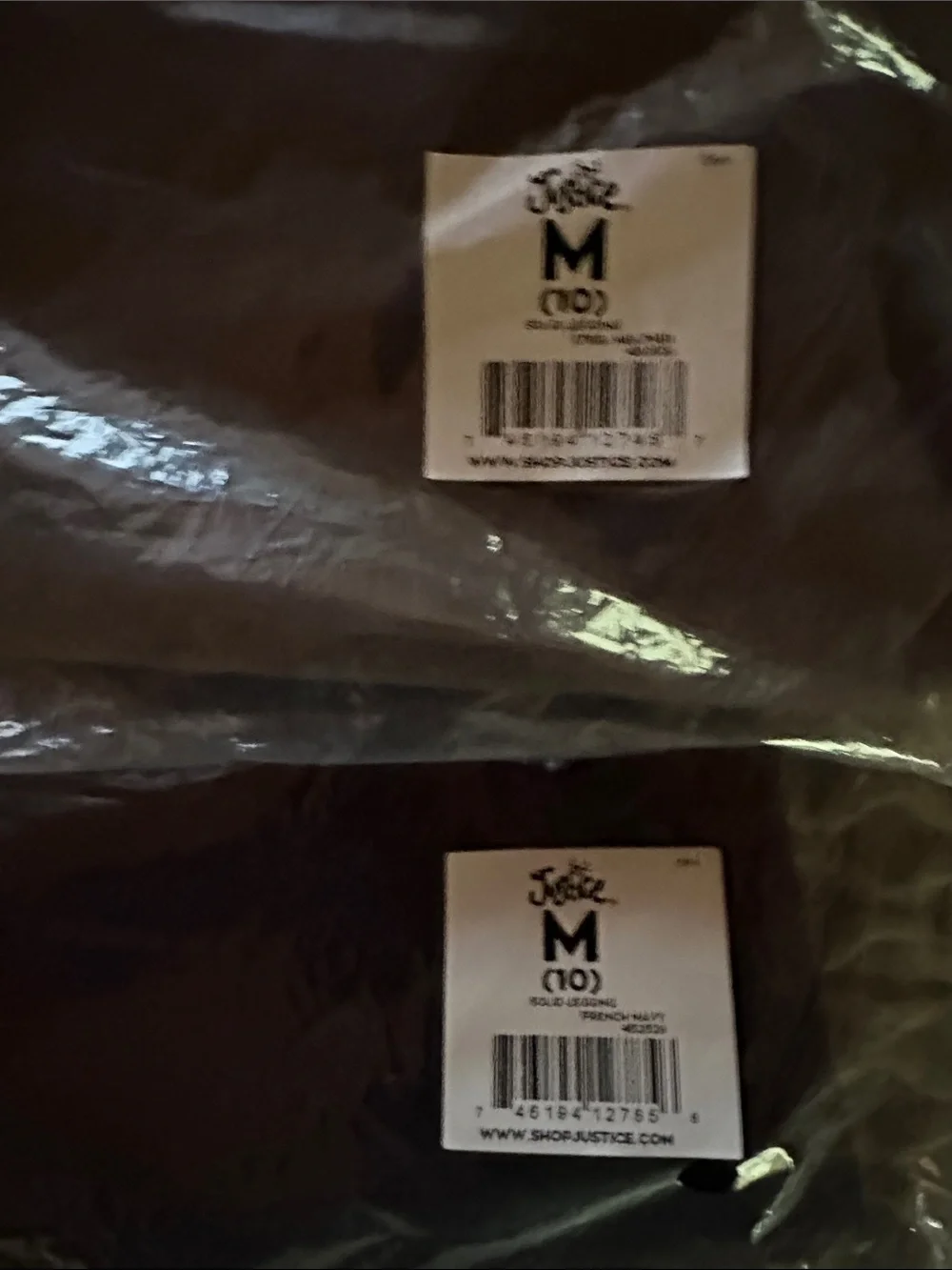 Justice Full-Length Girls' Leggings (2-Pack) steel heather/french navy NWT